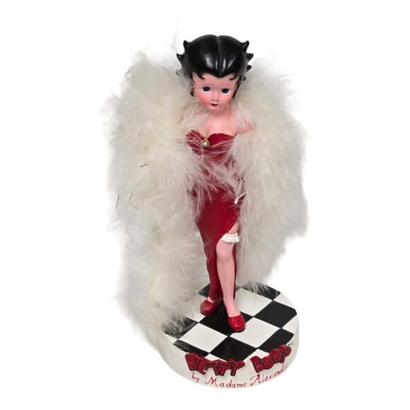 Vtg Betty Boop Figurine by Madame Alexander 6.5" Red Evening Gown Feather Boa - Picture 6 of 11